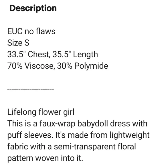 ARITIZA Sunday Best Bonita  Yellow White Daisy Babydoll  Cottagecore Dress S - Picture 9 of 10